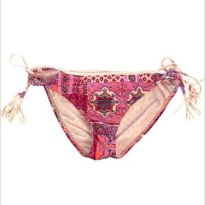 Malibu Dream Girl Pink patchwork print bikini swim bottom size medium NWOT